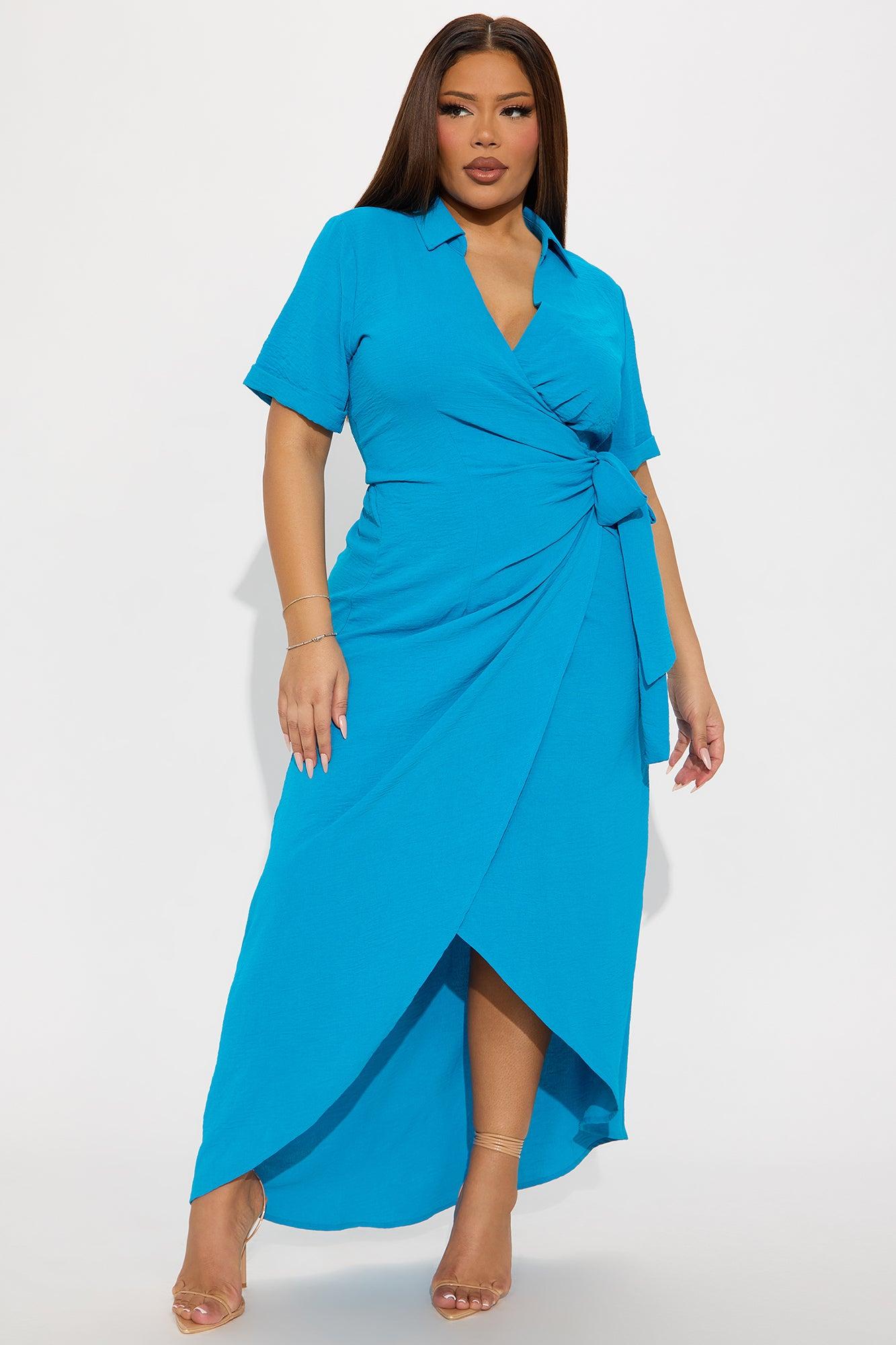 Nina Surplice Maxi Dress - Blue Product Image