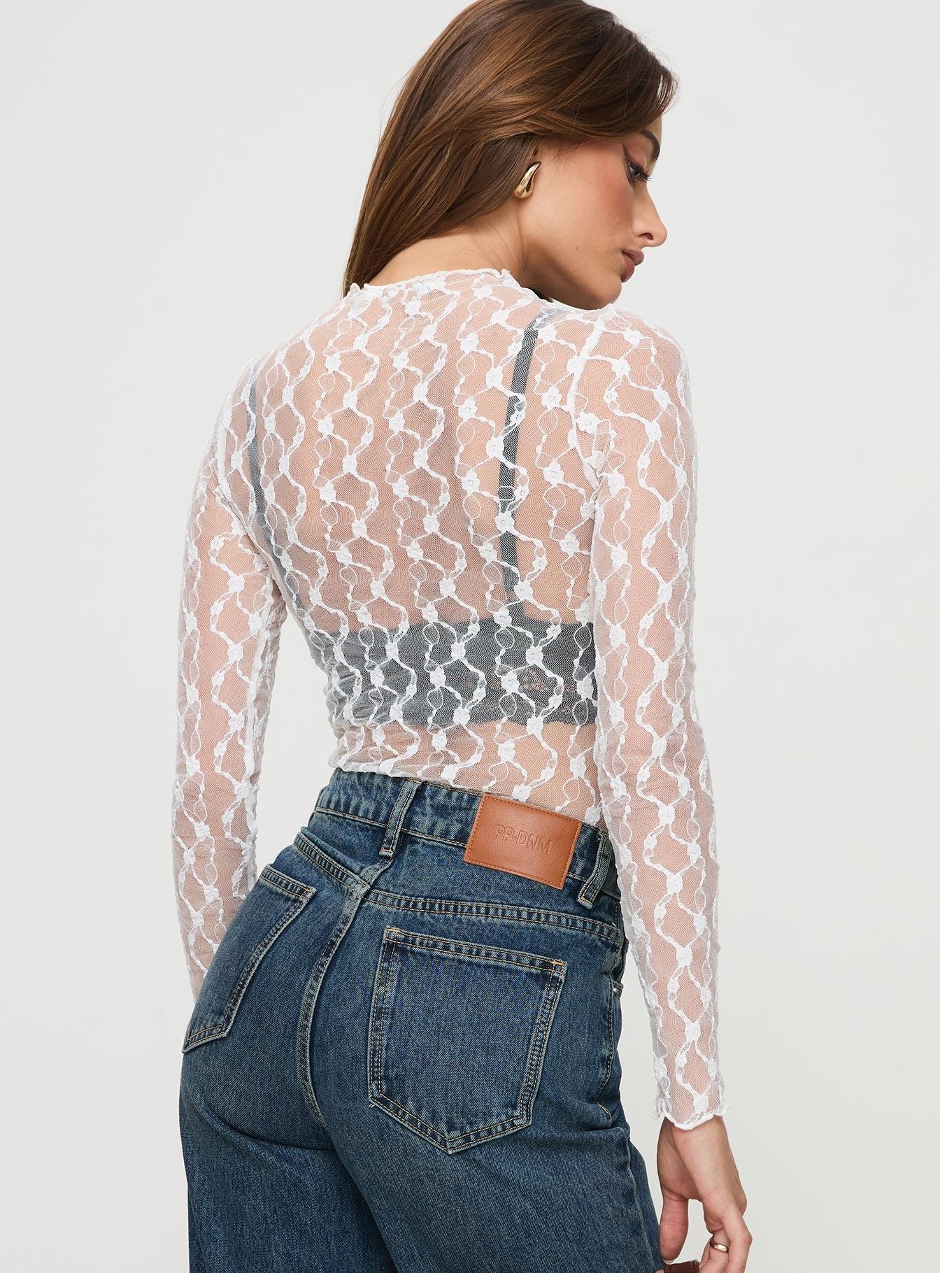 Liedman Long Sleeve Bodysuit White Product Image