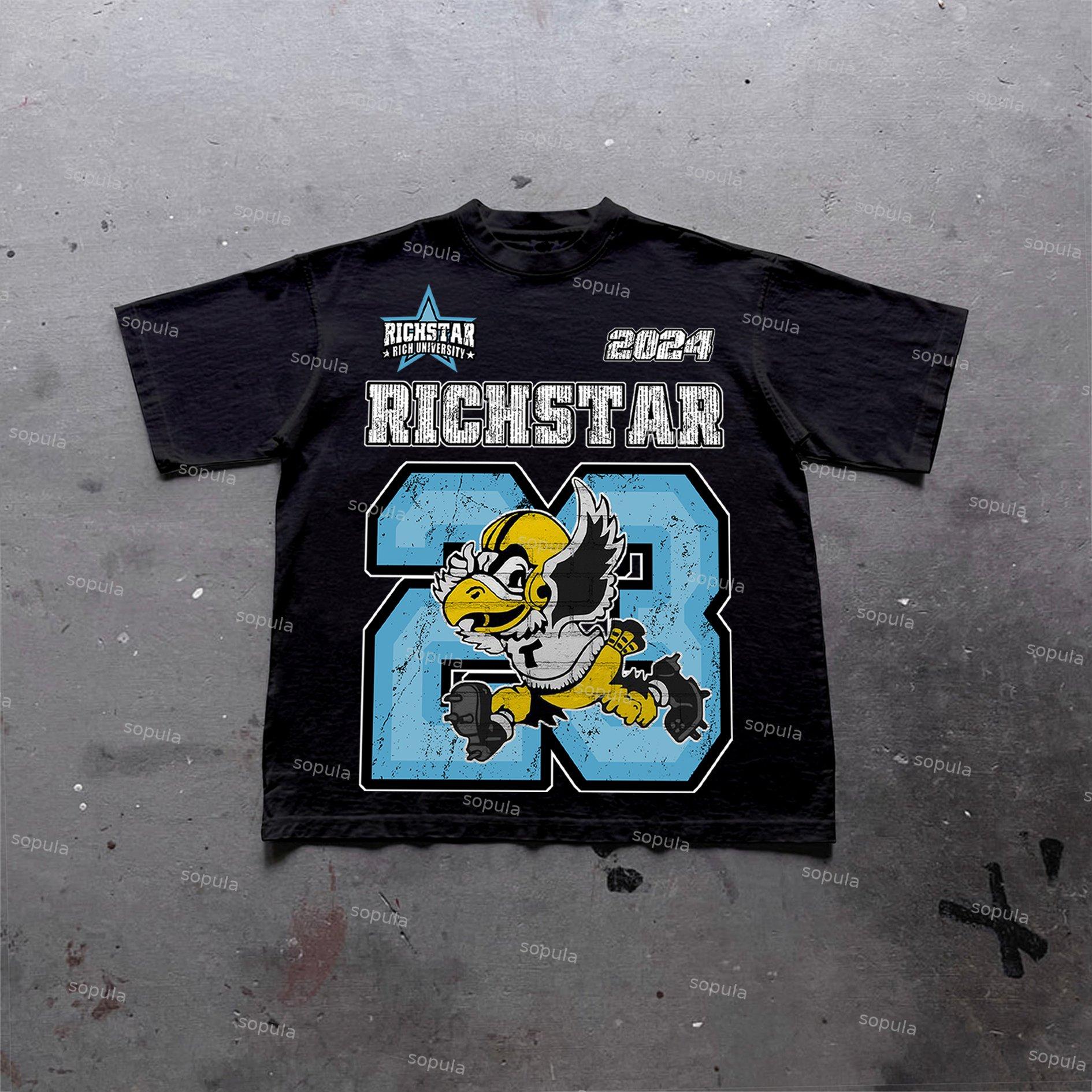 Sopula Vintage Rich Star Graphic Print Cotton T-Shirt Product Image