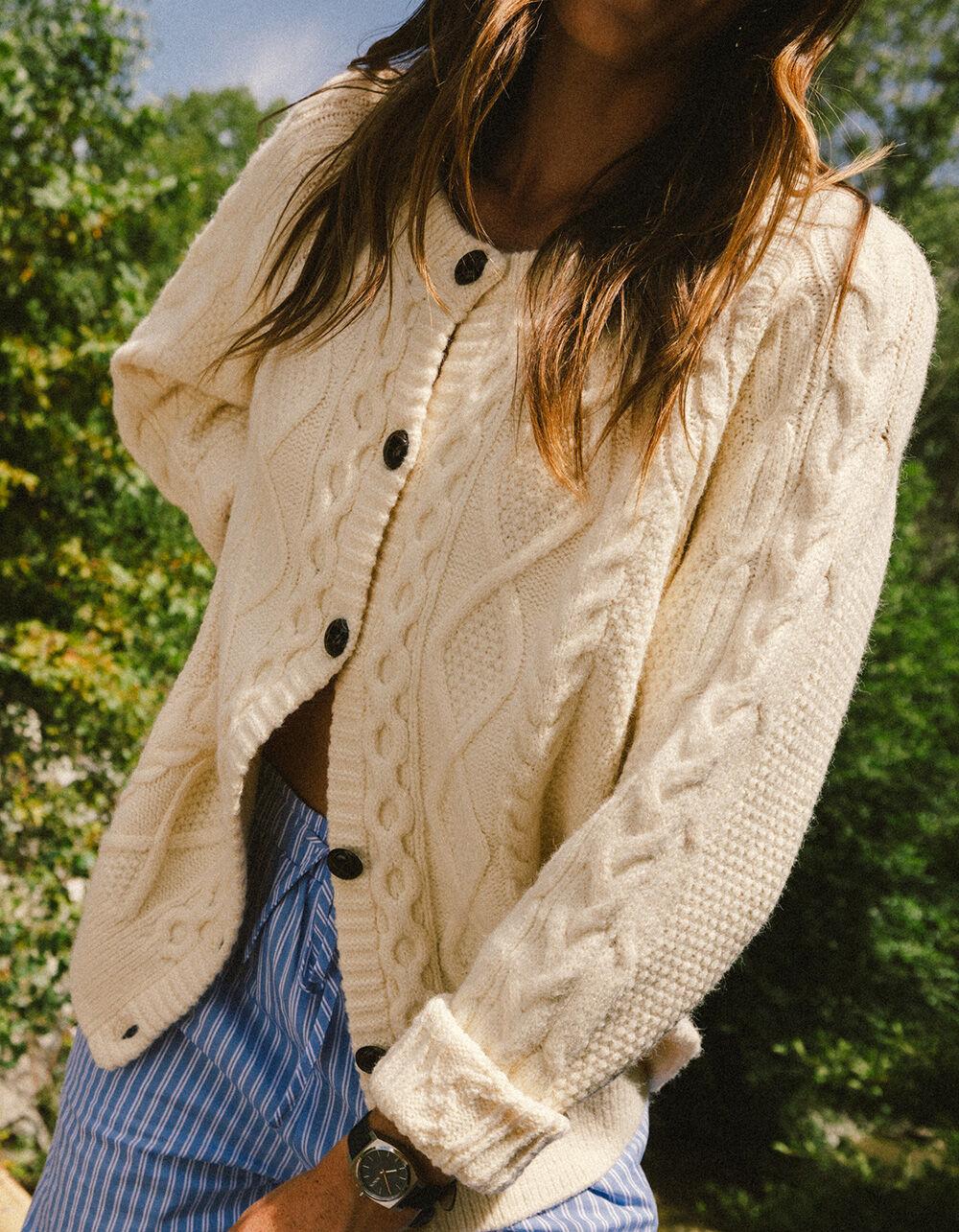 BDG Urban Outfitters Vintage Cable Knit Womens Cardigan - CREAM Product Image