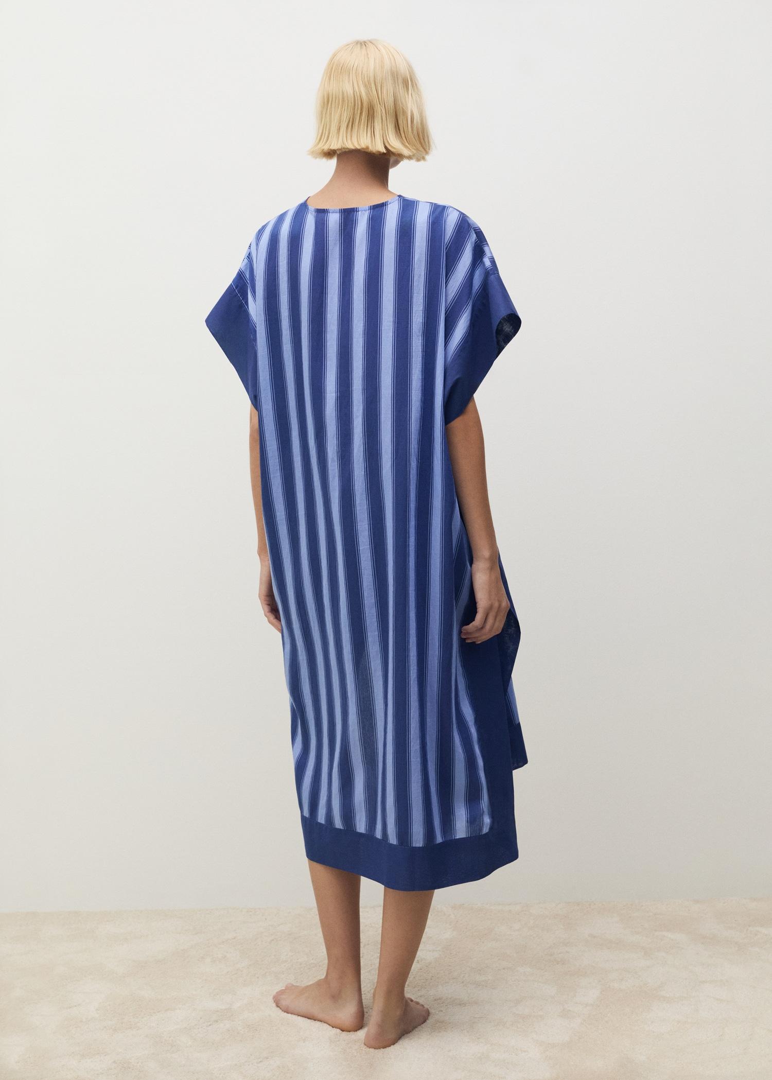 Lyocell two-tone caftan with woven stripe - Women | MANGO USA Product Image