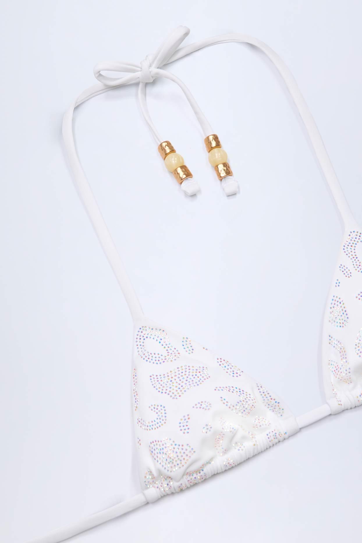 Charm-Detail Triangle Bikini Top in White Product Image
