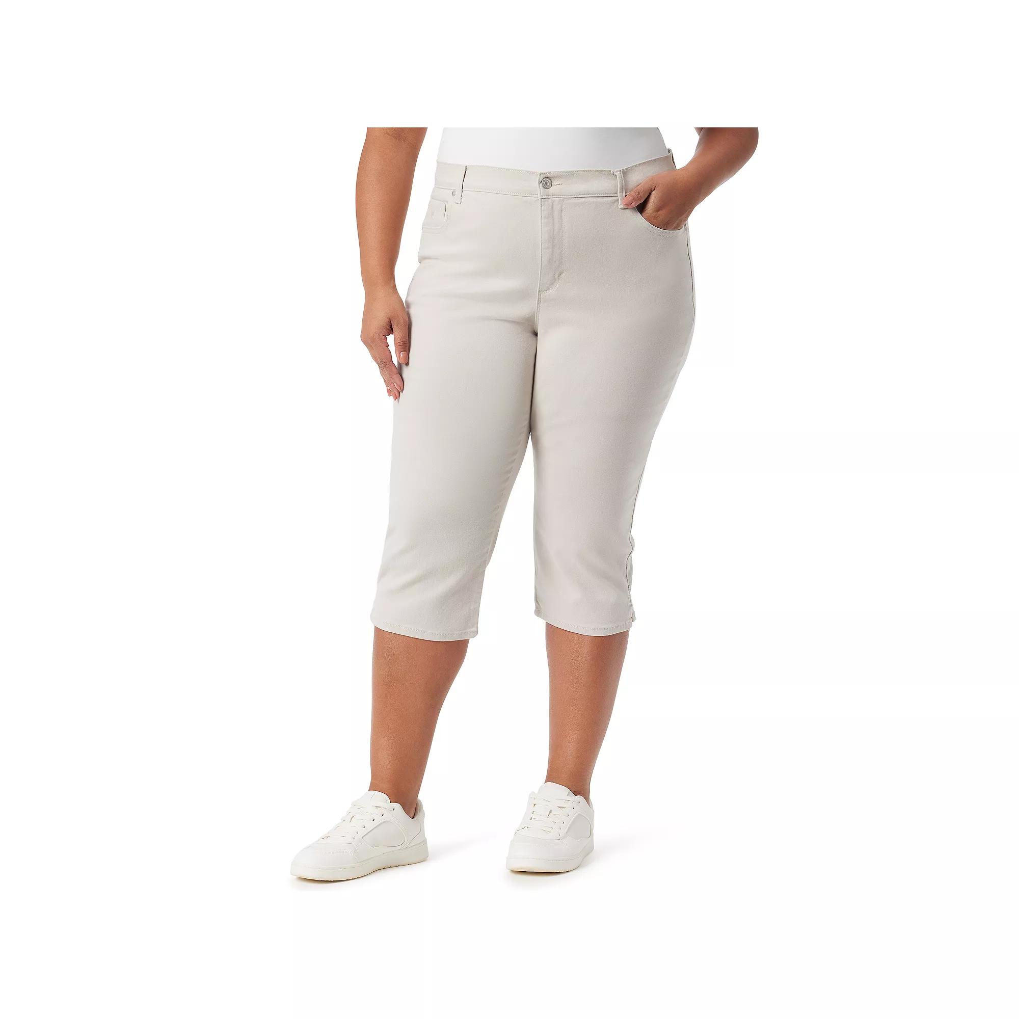 Plus Size Gloria Vanderbilt Amanda Slit Capri Pants, Womens Product Image