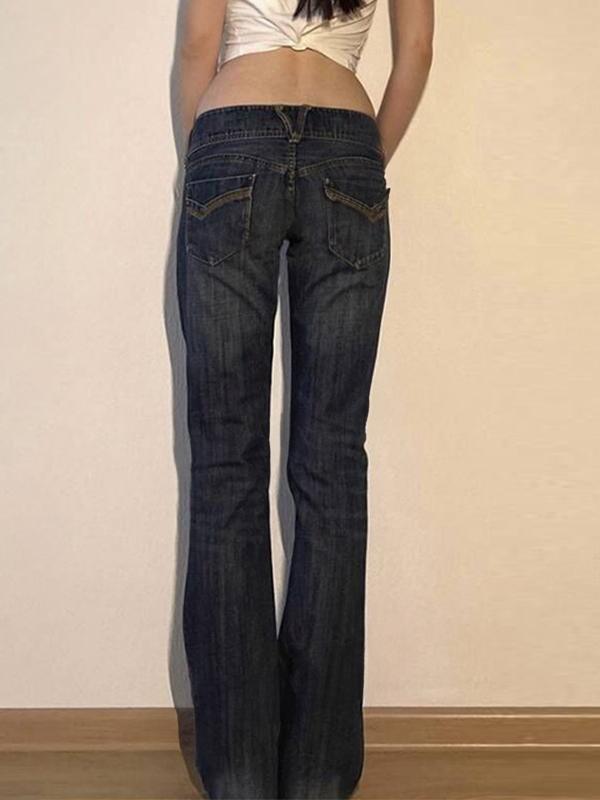 Double Breasted Low Rise Bootcut Jeans Product Image