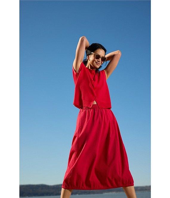 Eileen Fisher Organic Linen Cotton Blend Crew Neck Cap Sleeve Vest Product Image