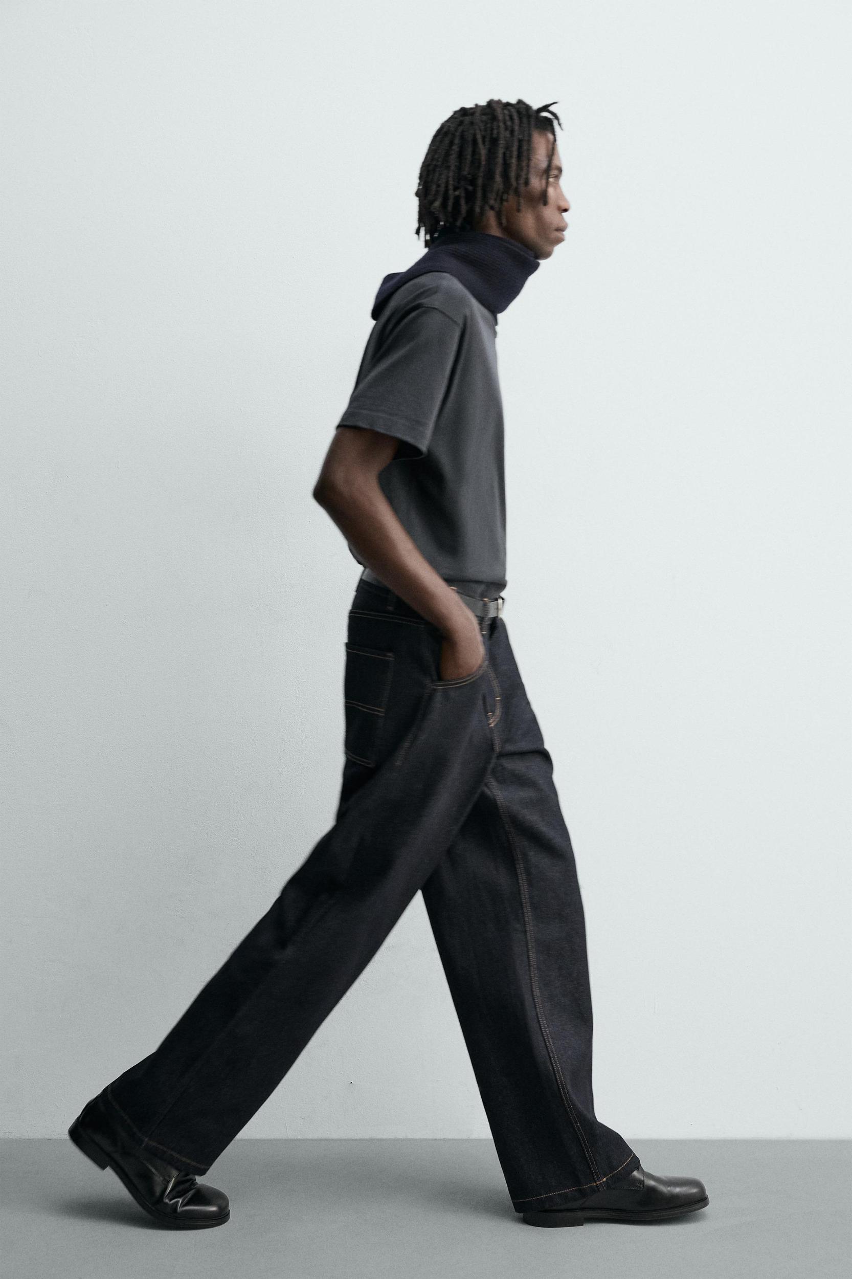 BAGGY FIT CARPENTER JEANS WITH TOPSTITCHING Product Image