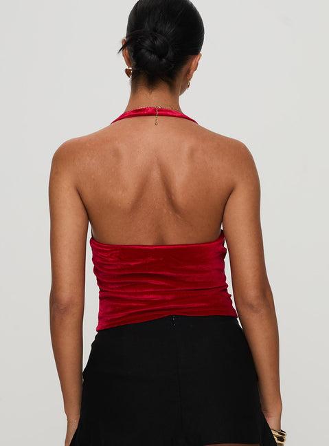 Tuberose Halter Top Red Product Image