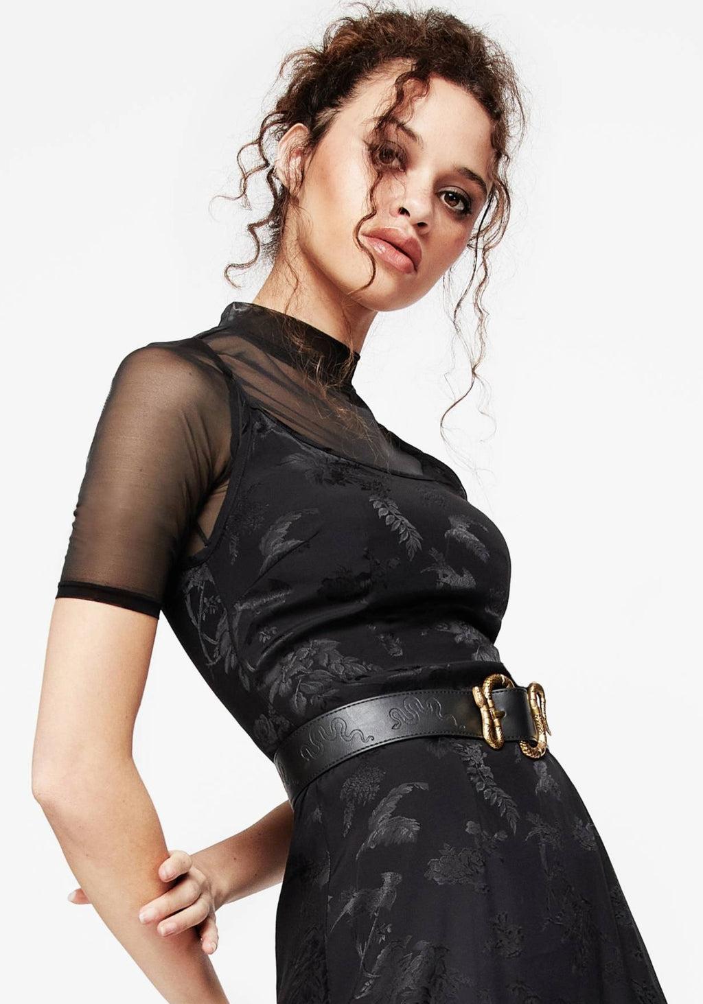 Mamba Debossed Belt With Snake Buckle - Brass Product Image