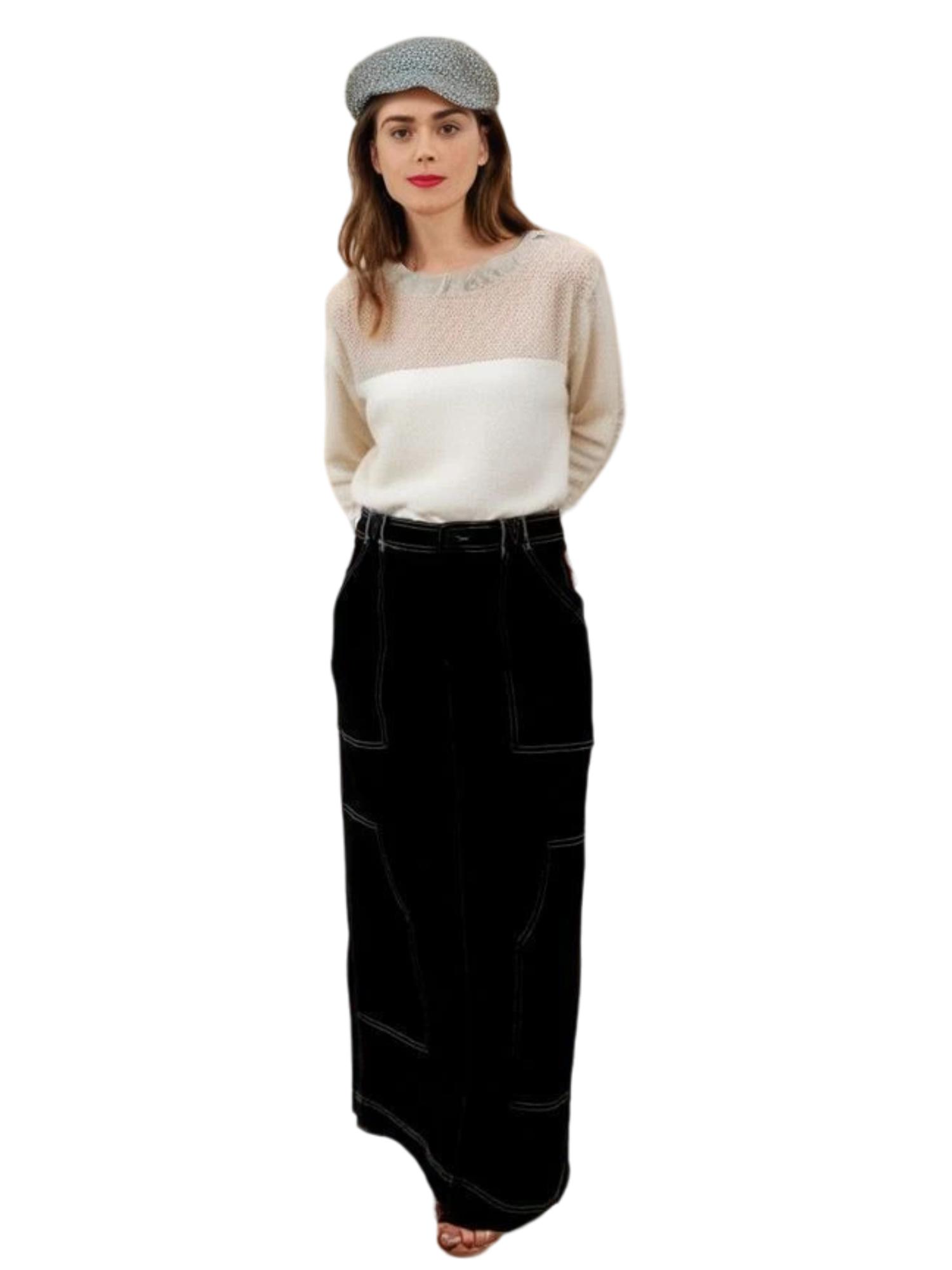 Pashmina Seamed Denim Skirt Product Image