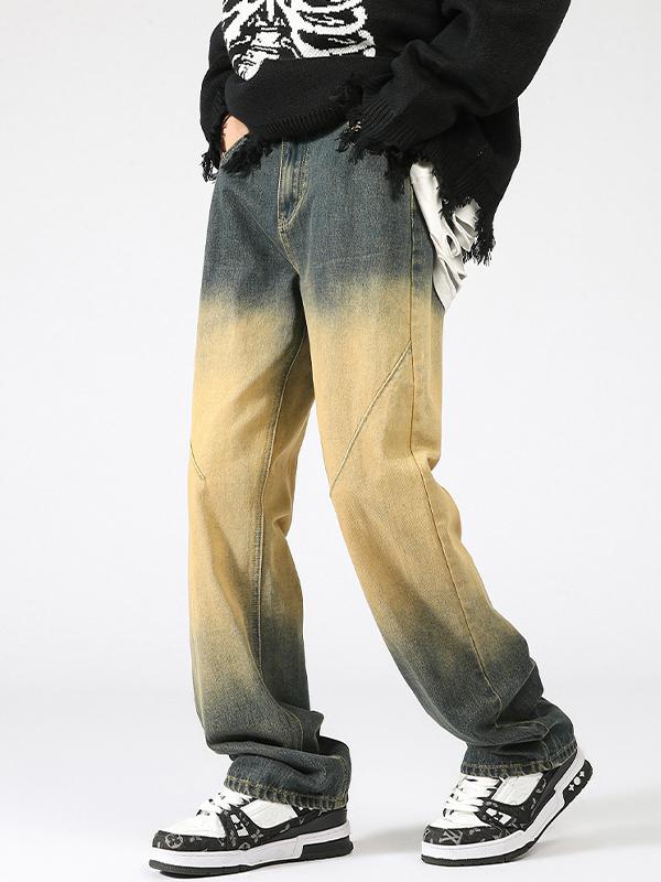 Men's Vintage Light Blue Denim Loose Jeans Product Image