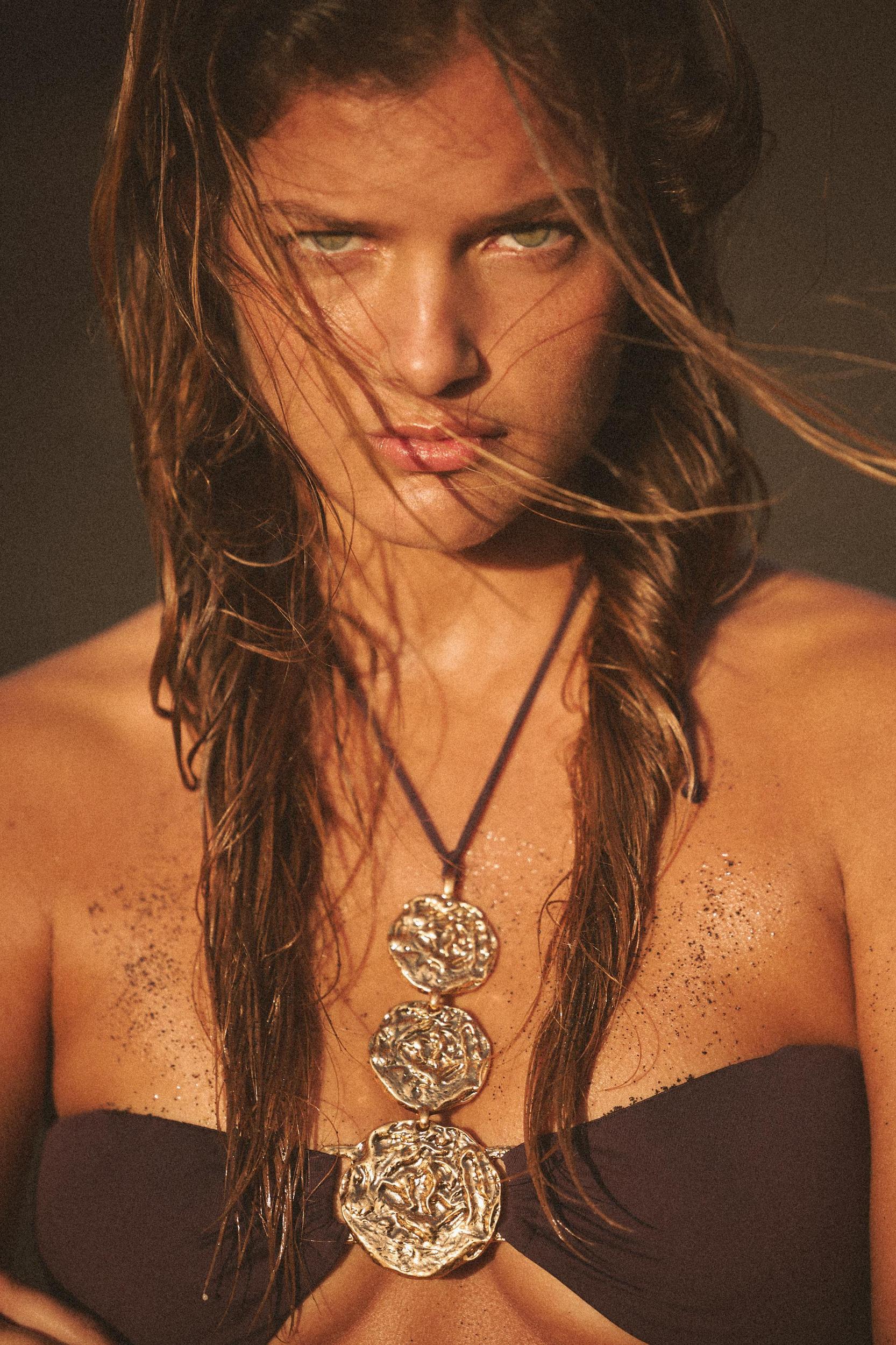 METALLIC HALTER BIKINI TOP Product Image