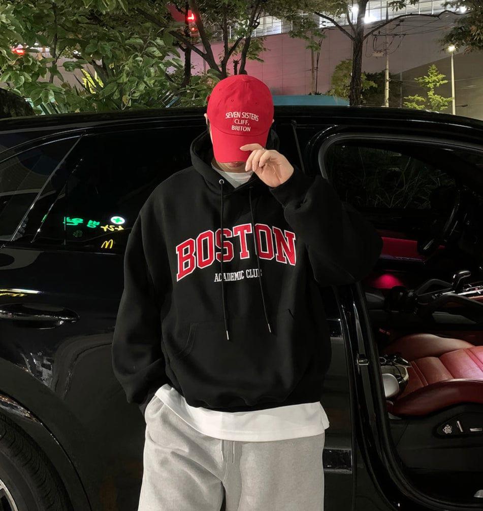 RT No. 12096 BOSTON LETTERED PULLOVER HOODIE Product Image