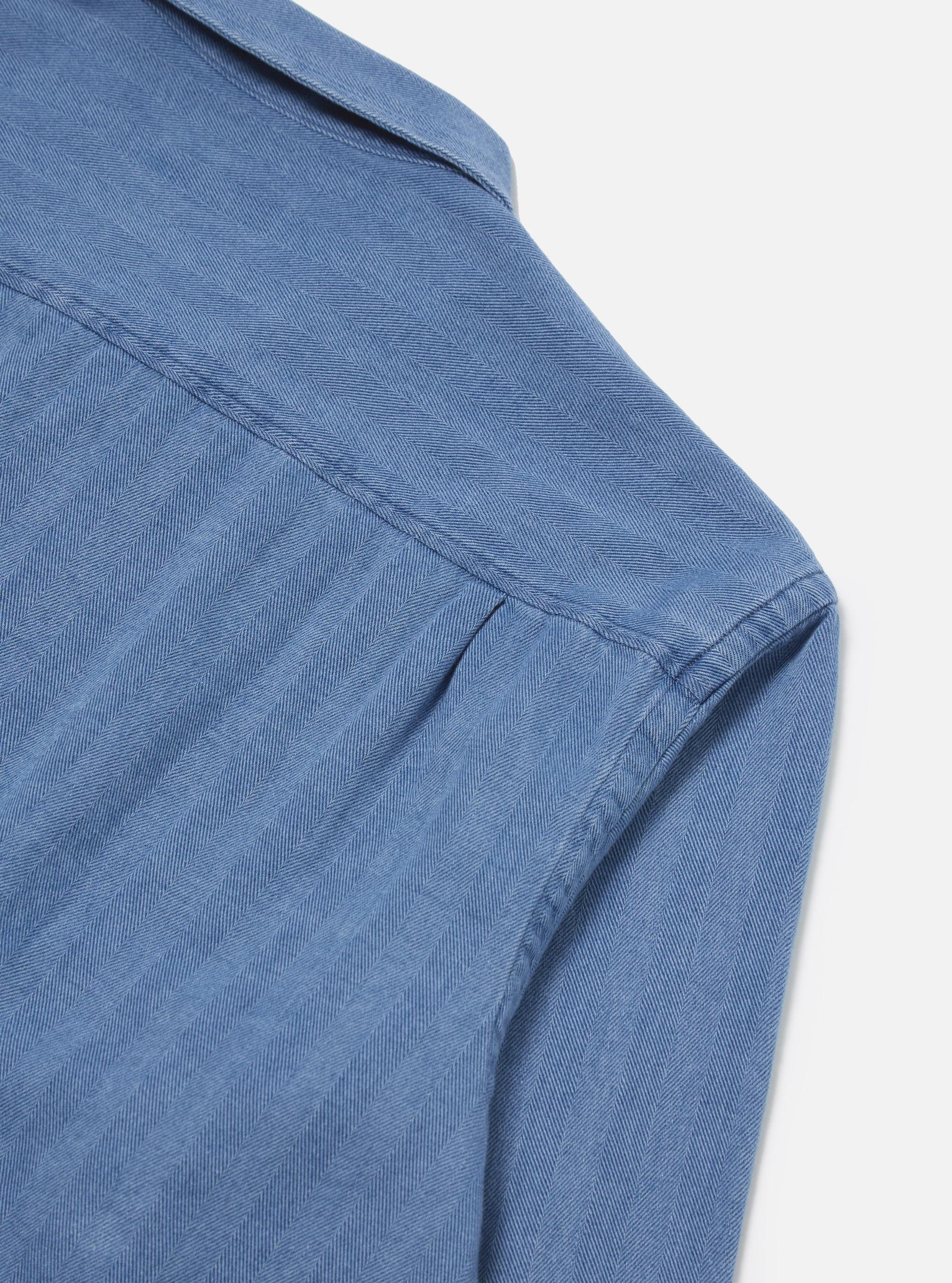 Universal Works L/S Utility Shirt in Washed Indigo Herringbone Denim Product Image