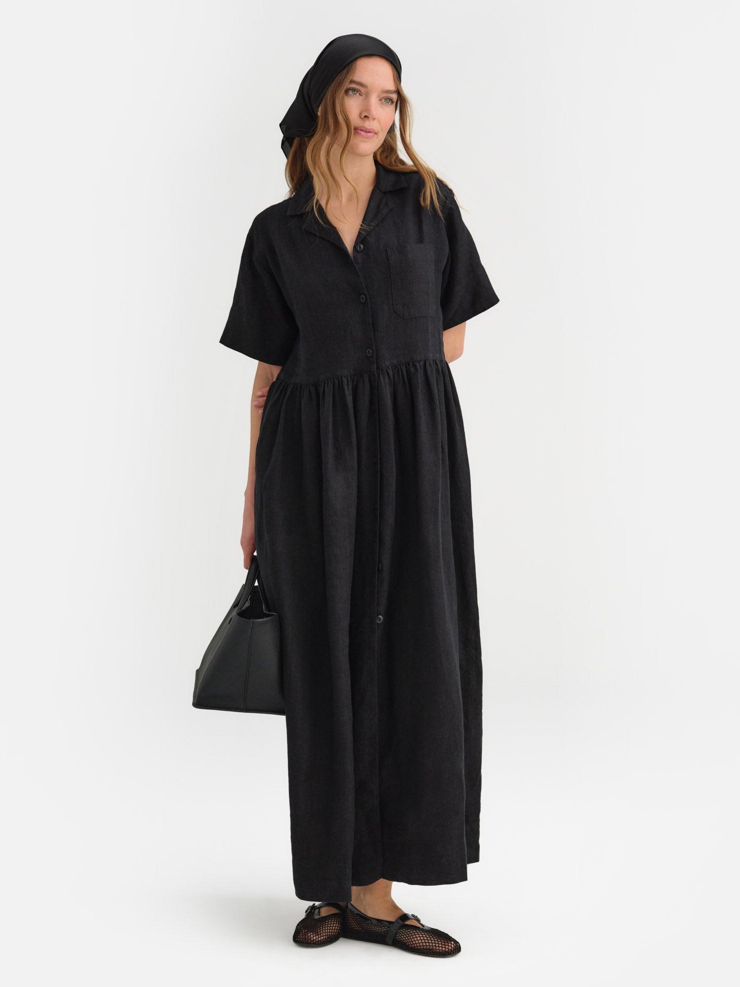 Organic Linen Shirt Dress Female Product Image