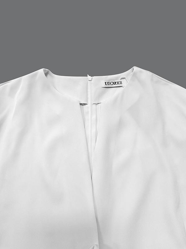 Half Sleeves Loose Belted Solid Color Deep V-Neck Maxi Dresses Product Image