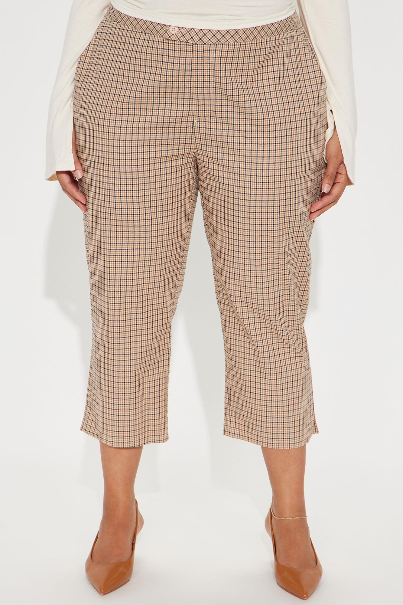 Natasha Plaid Capri Pant - Brown/combo Product Image