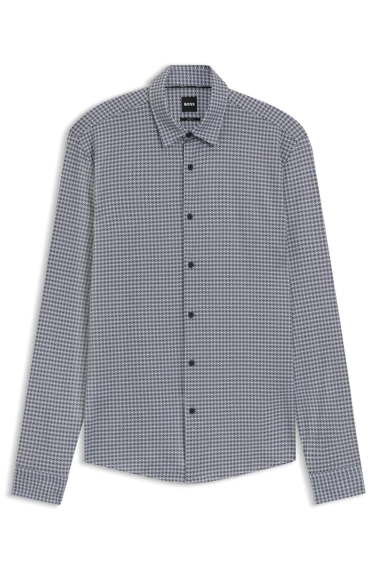 Slim-fit shirt in printed flex-weave fabric Product Image