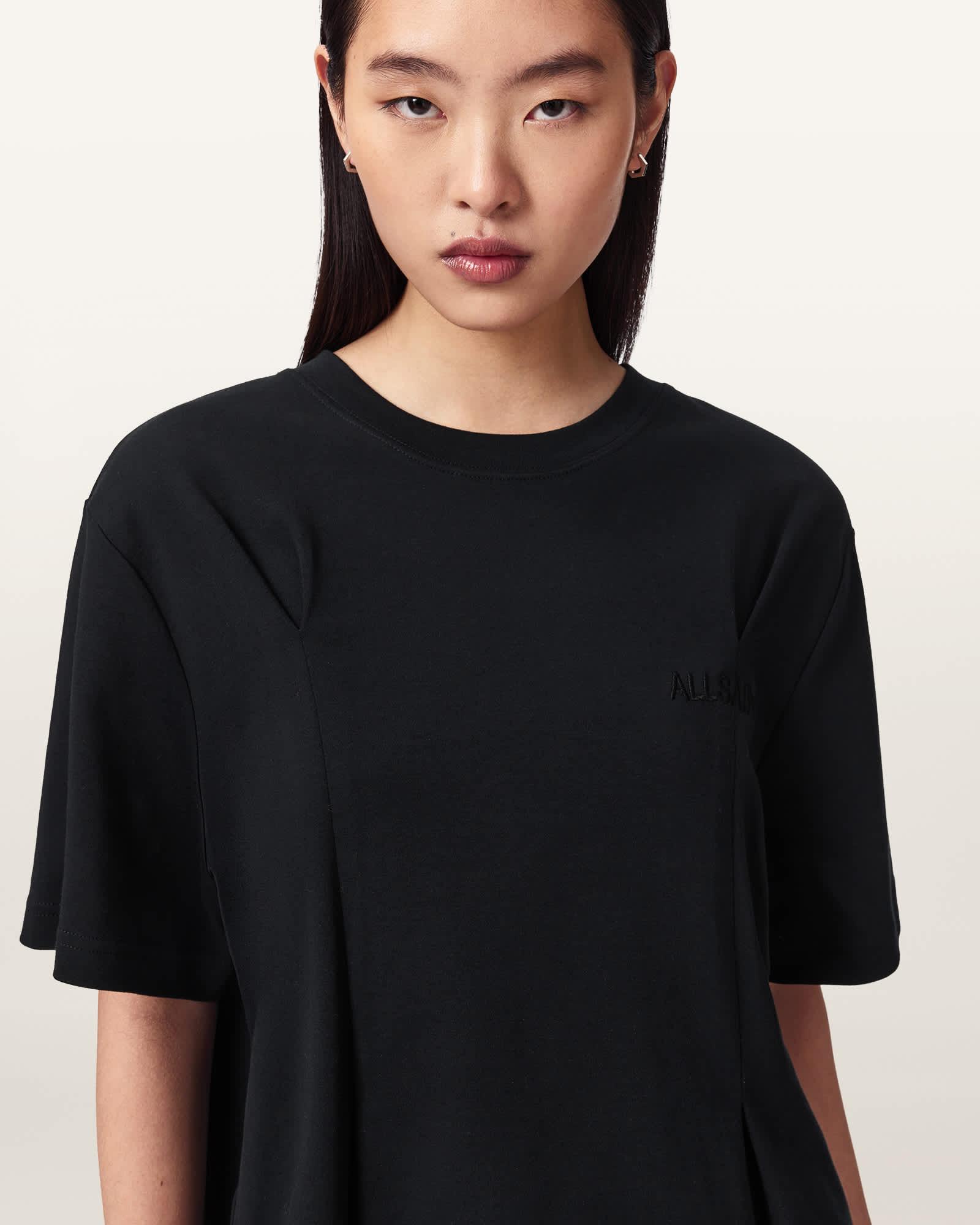 Sofia Lisa Boxy Embroidered T-Shirt Black | ALLSAINTS US Product Image