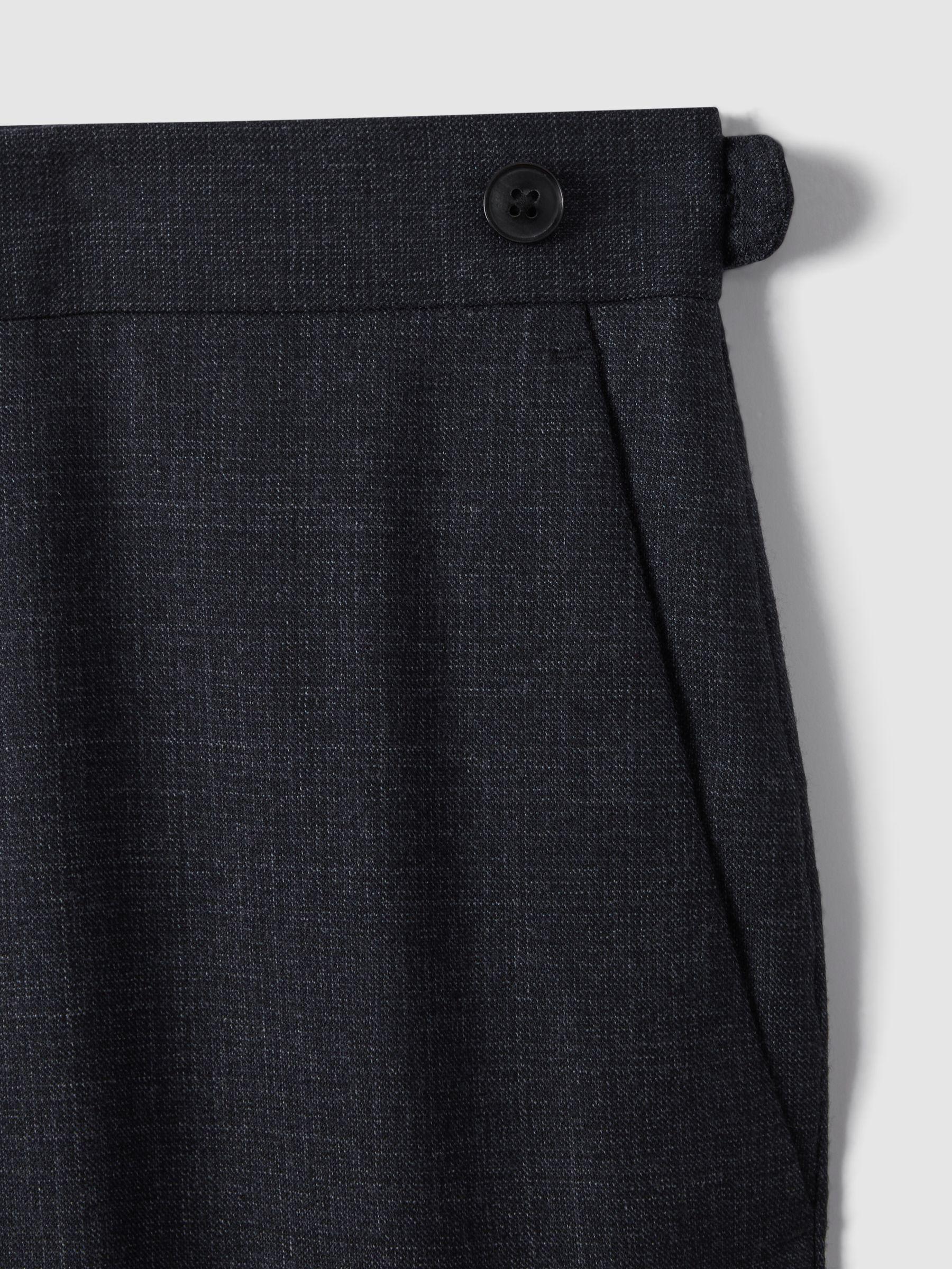 Slim Fit Wool Textured Trousers in Navy Product Image