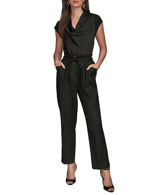 Donna Karan Linen Pleated Paperbag Pants Product Image