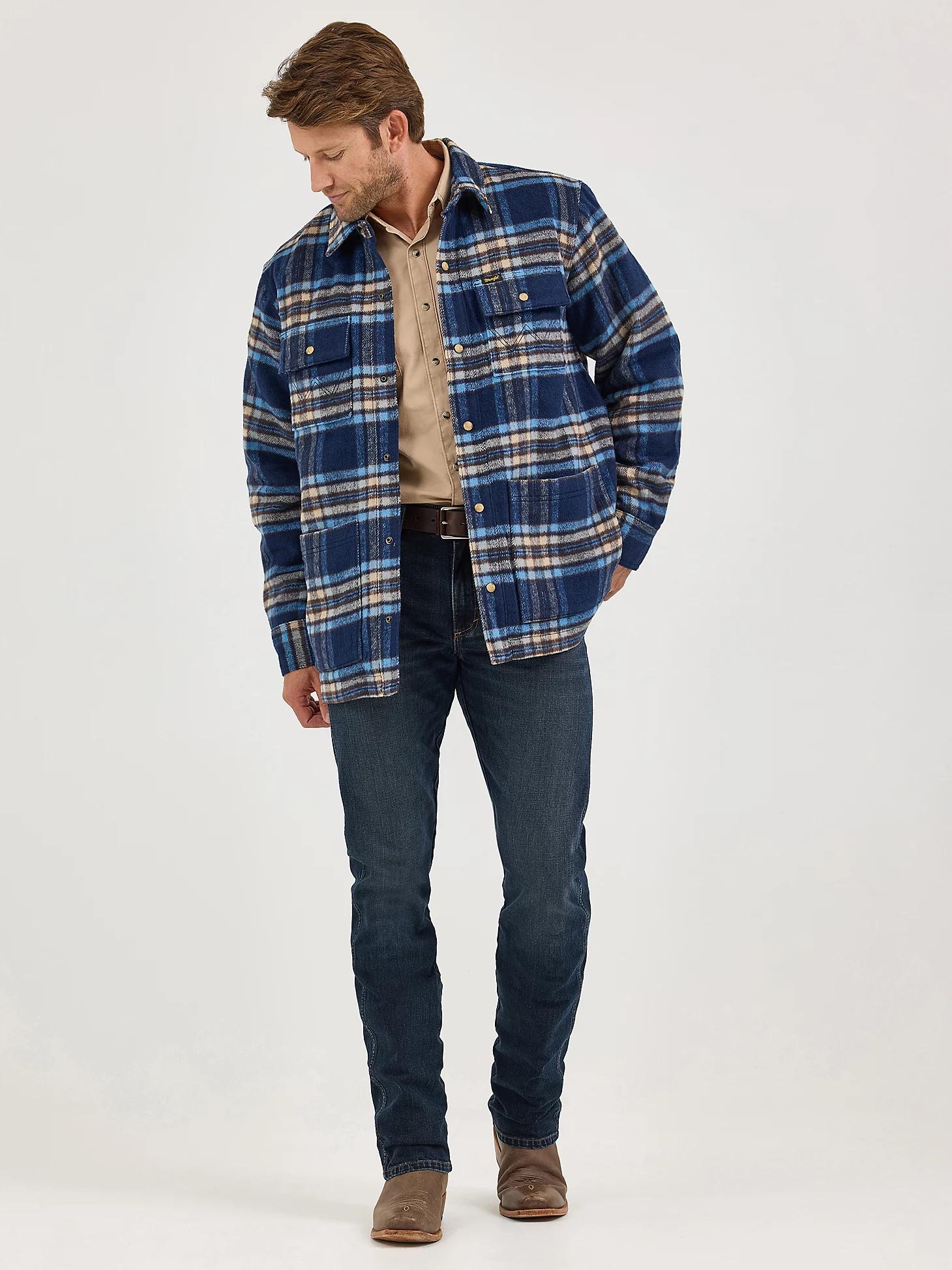 Men's Wrangler Quilt Lined Flannel Shirt Jacket Plaid Product Image