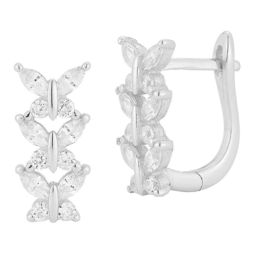 Sunkissed Sterling Cubic Zirconia Multi Butterfly Earrings, Women's, Silver Tone Product Image