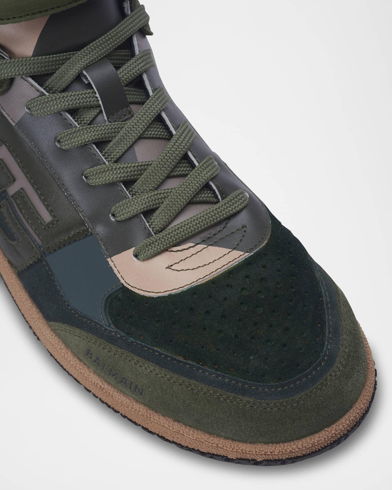 Men's Swan Calfskin and Suede Mid-Top Sneakers Product Image