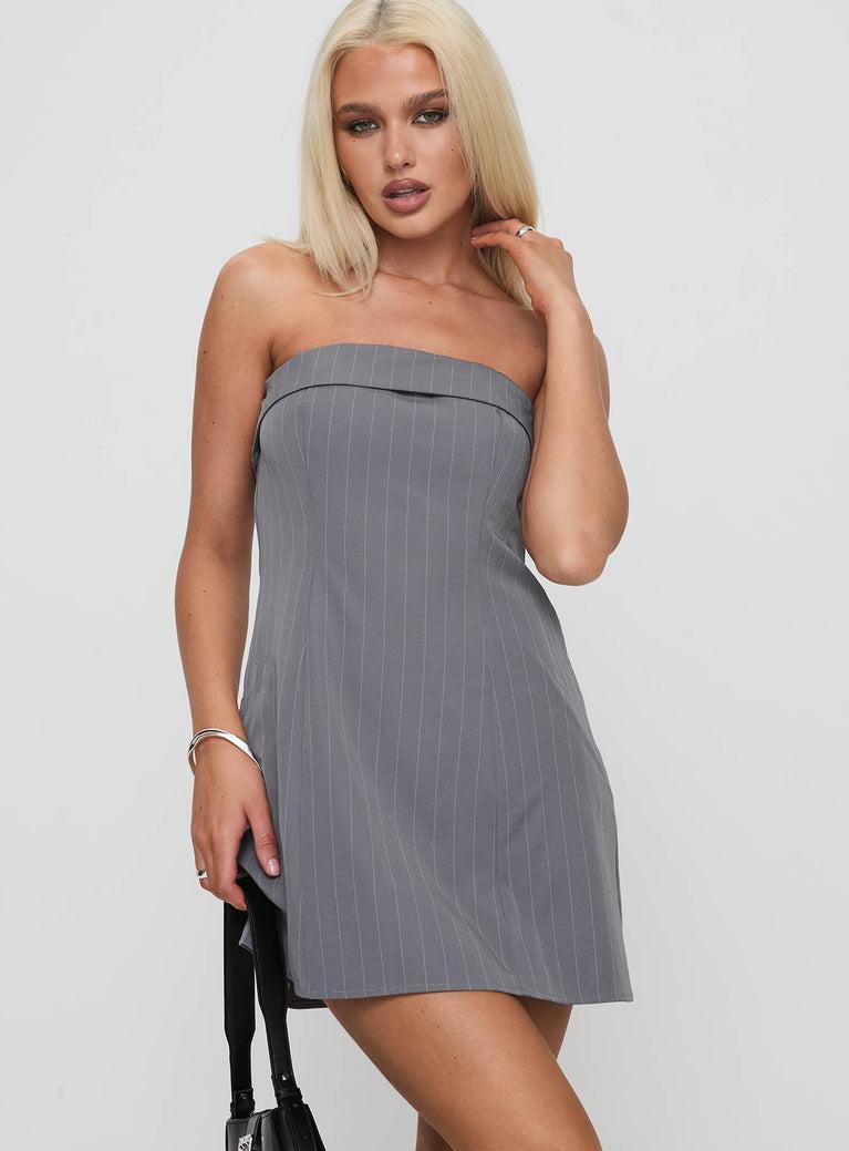 Kaladin Strapless Mini Dress Grey Product Image