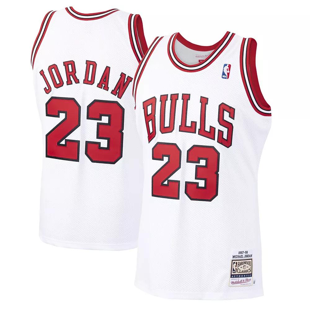 Men's Mitchell & Ness Michael Jordan White Chicago Bulls 1997-98 Hardwood Classics Authentic Player Jersey, Size: 4XL Product Image