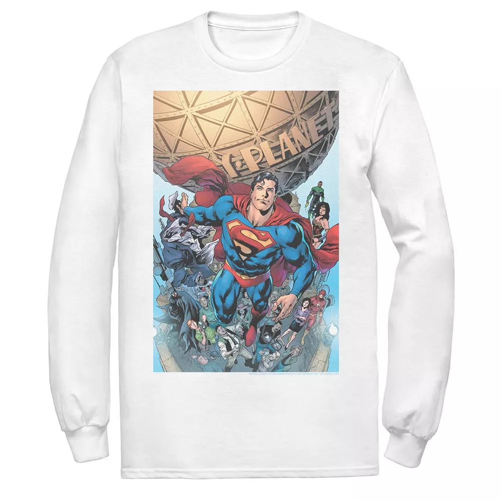 Men's Justice League Daily Planet Group Shot Tee, Size: Small, White Product Image
