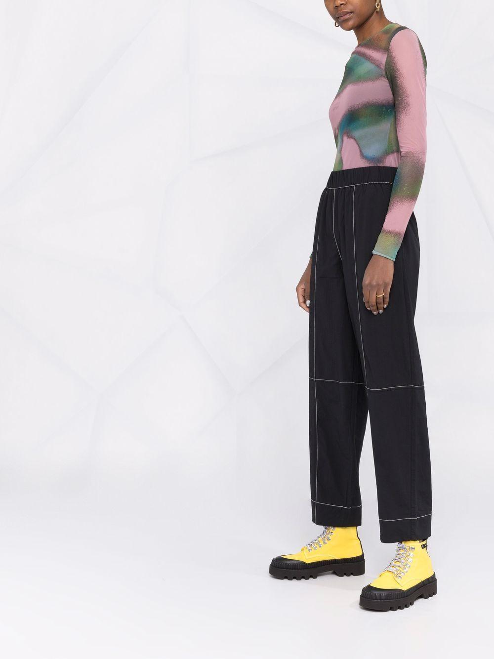 contrast-stitching straight trousers Product Image