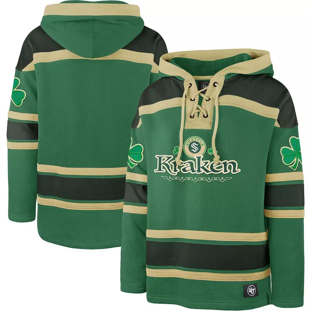 Men's '47 Kelly Green Seattle Kraken St. Patrick's Day McLucky Superior Lacer Pullover Hoodie,  Product Image