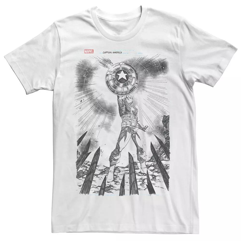 Men's Marvel Captain America Sketched Comic Book Cover Graphic Tee,  Product Image
