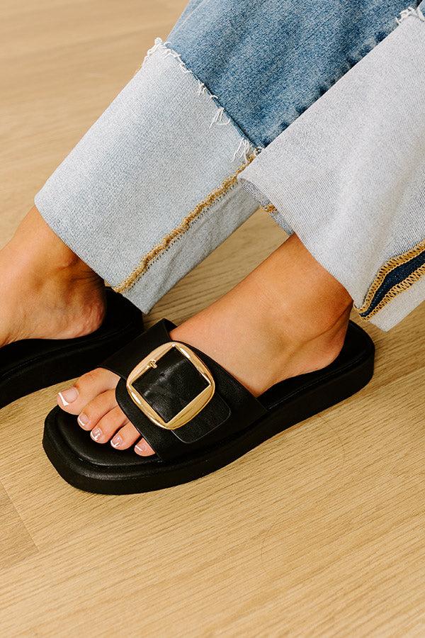 The Isabel Faux Leather Sandal in Black Product Image