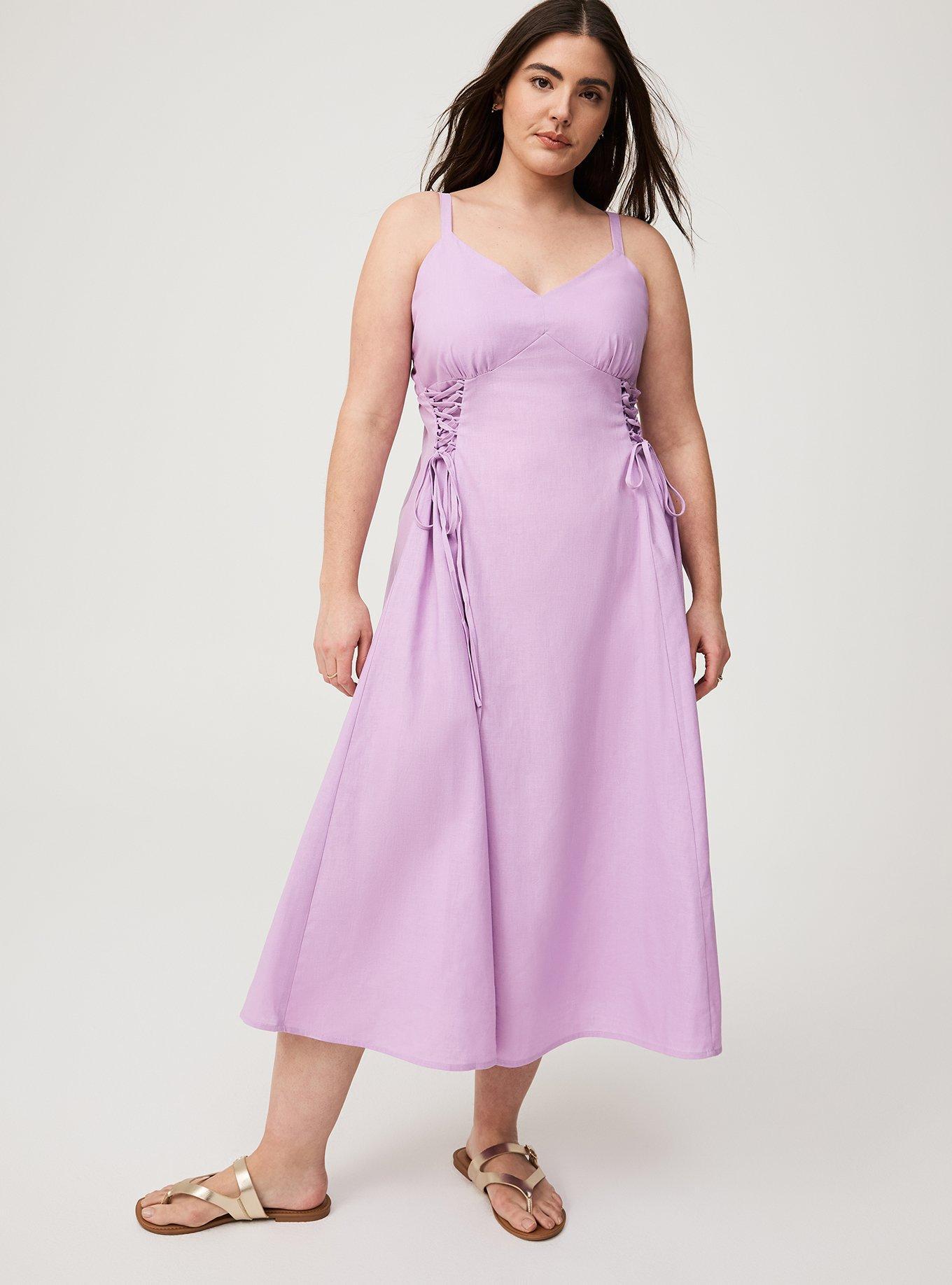 Lace-Up Tea Length Dress Product Image