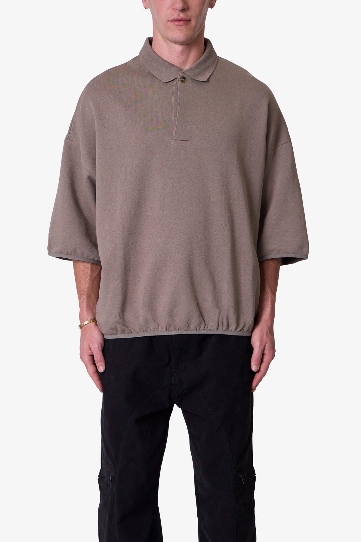 Oversized Knit Polo S/S Shirt - Bone Product Image