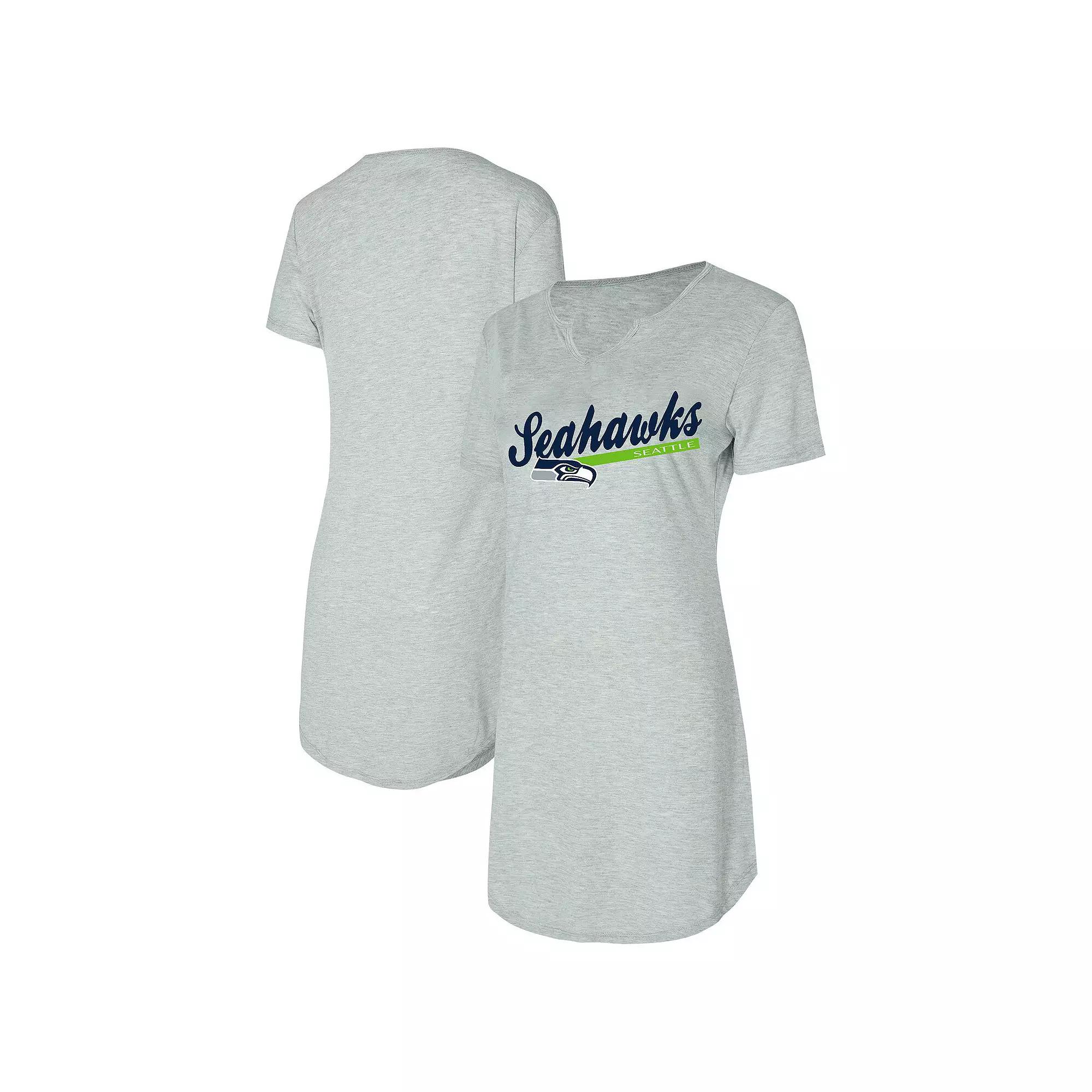Women's Concepts Sport Gray Seattle Seahawks Petition Knit Nightshirt, Size: XL, Grey Product Image