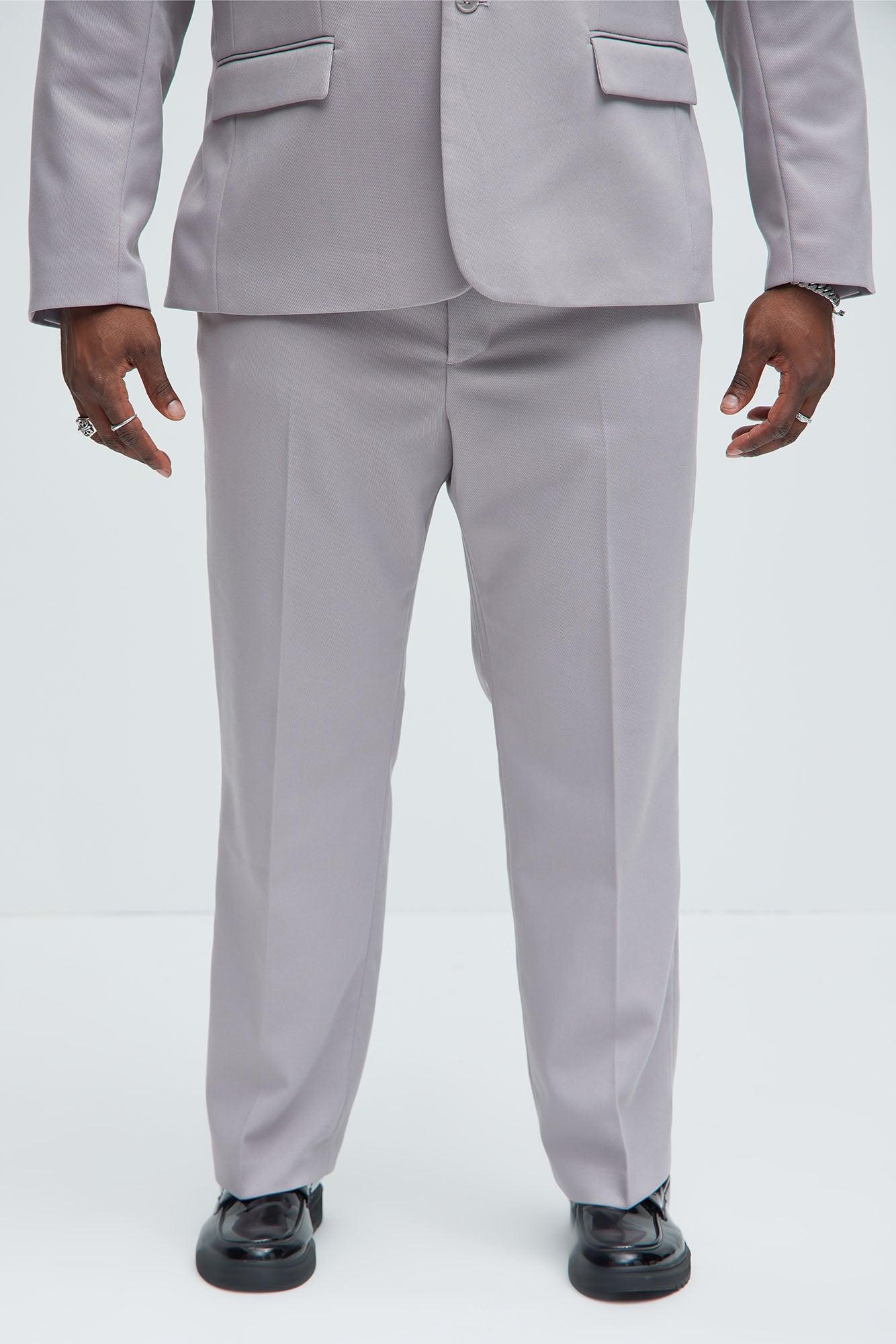 Kevin Twill Textured Straight Trousers - Grey Product Image