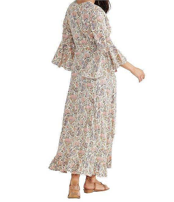 Talisman Vintage Lotus Floral Print Ruffle Detail Carly Wrap Dress Product Image