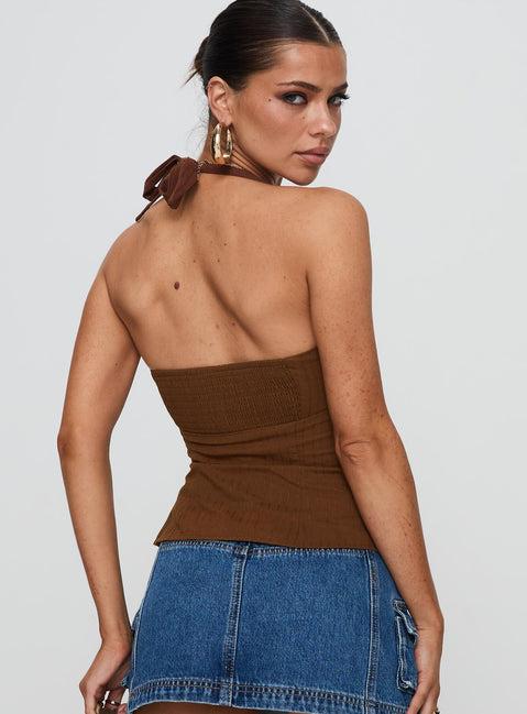 Isabetta Halter Top Chocolate Product Image