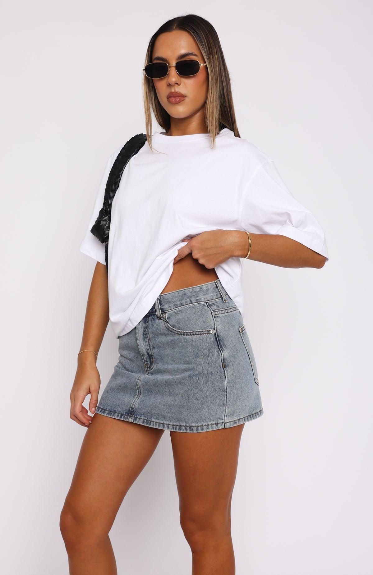 Press Reset Denim Mini Skirt Light Blue Wash Product Image