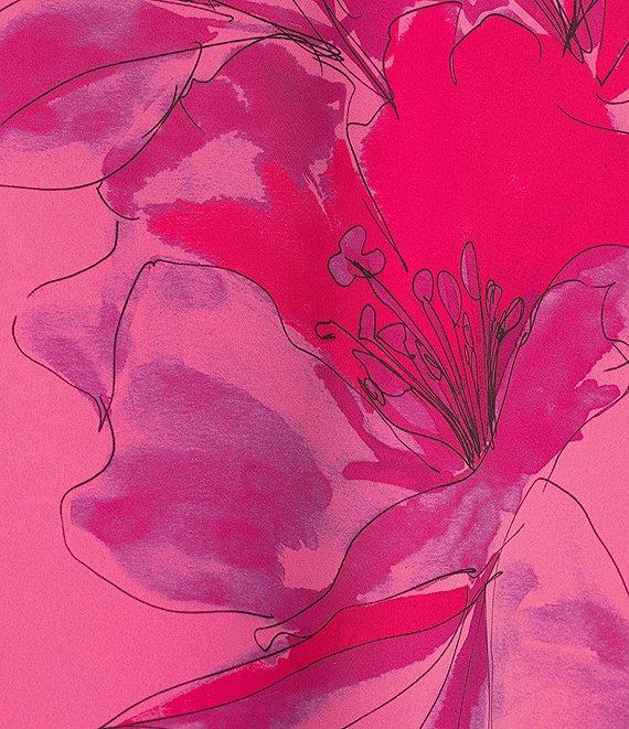 Caroline Rose Flower Splash Print Round Neck 3/4 Sleeve Dress Product Image