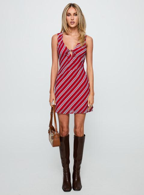 Nadiah Mini Dress Red Stripe Product Image