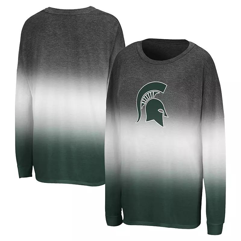 Women's Colosseum Black Michigan State Spartans Winkle Dip Dye Long Sleeve T-Shirt, Size: XL Product Image
