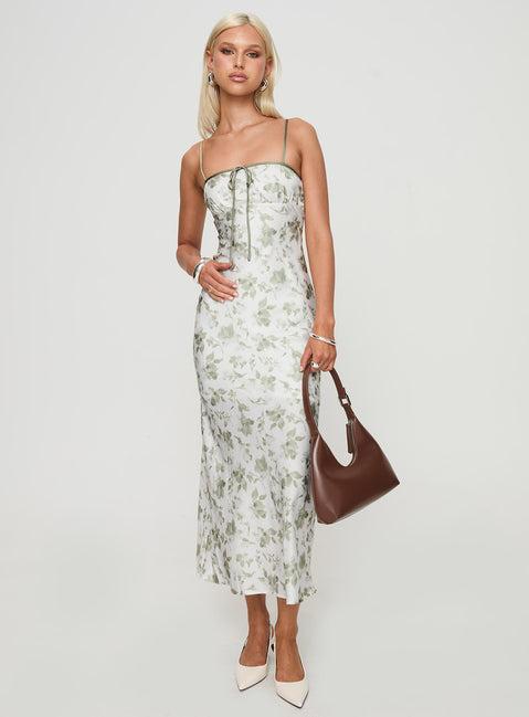 Vasiliki Maxi Dress White / Green Floral Product Image