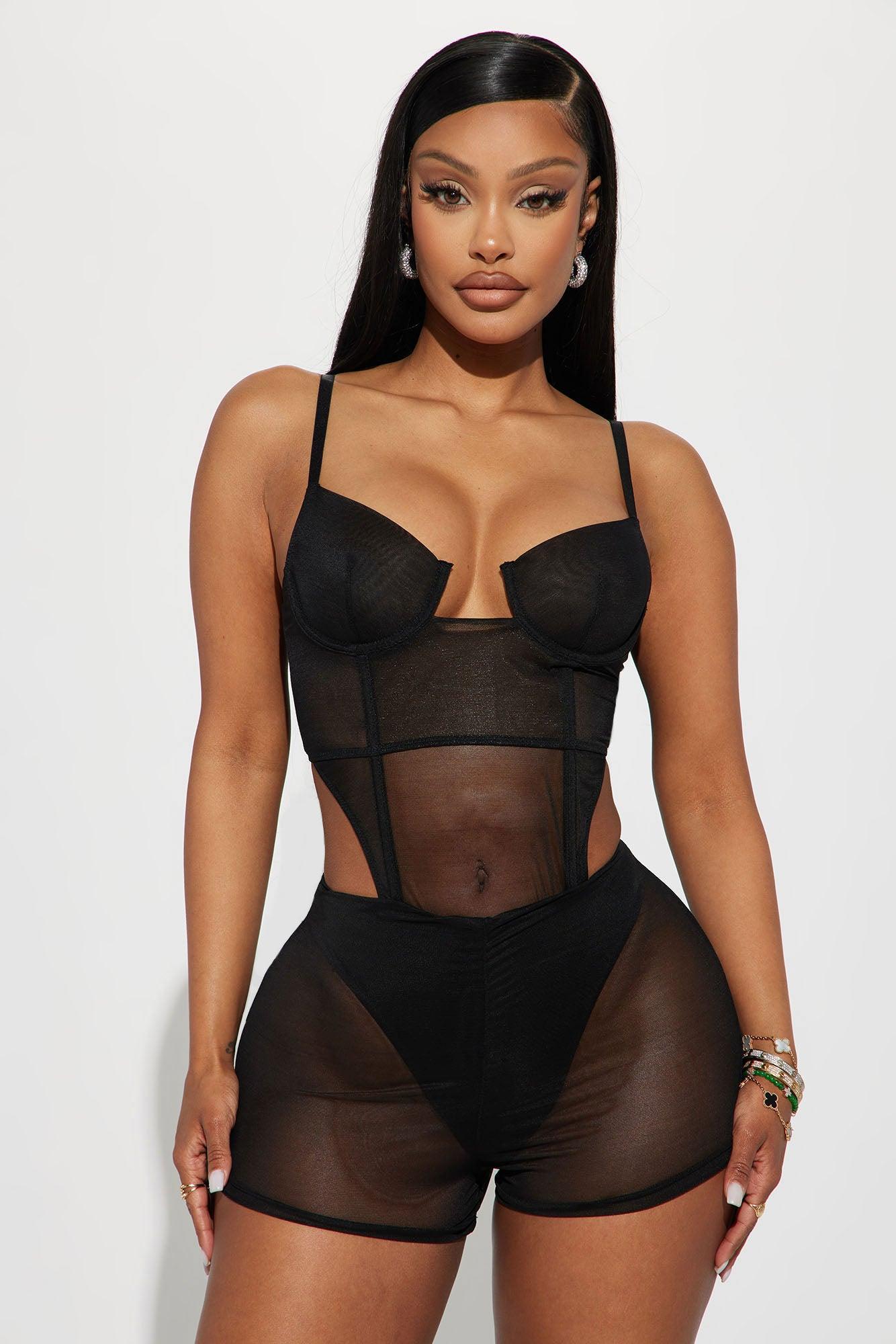 Willma Mesh Romper - Black Product Image
