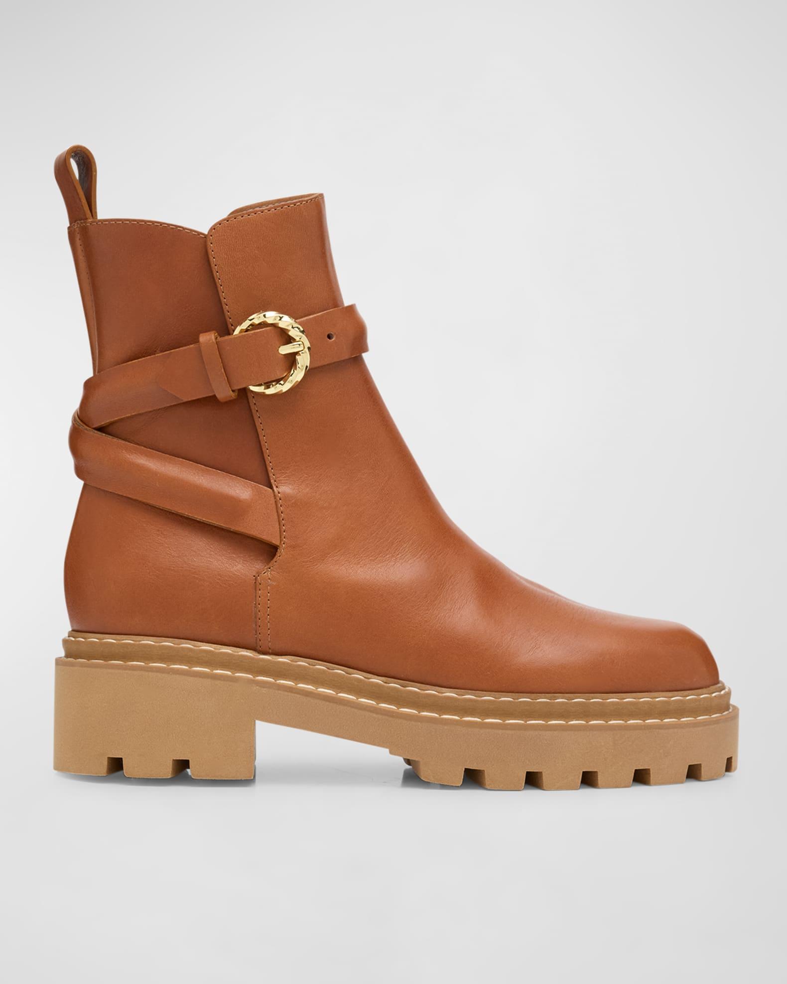 Lennon Leather Buckle Lug-Sole Boots Product Image