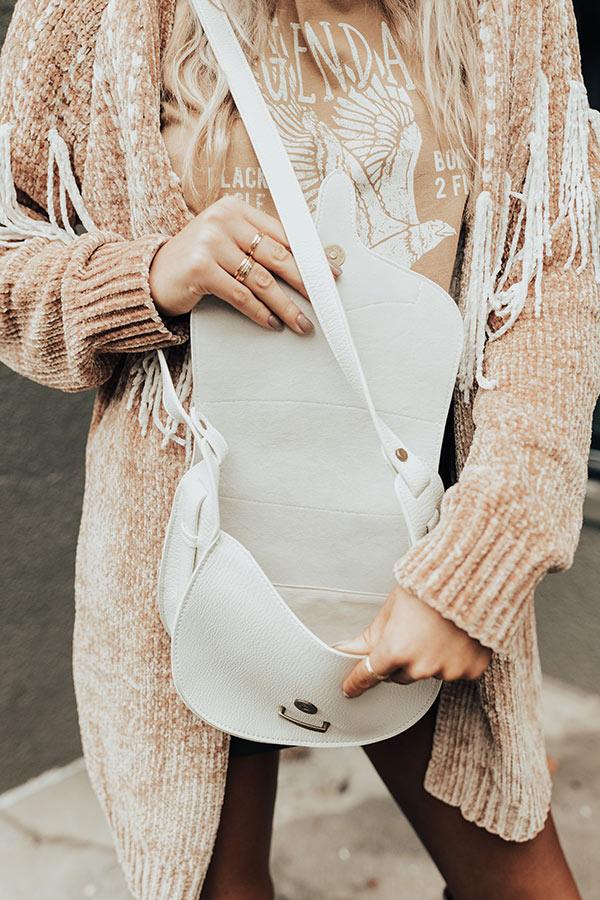 Stating Facts Faux Leather Crossbody In Ivory Product Image