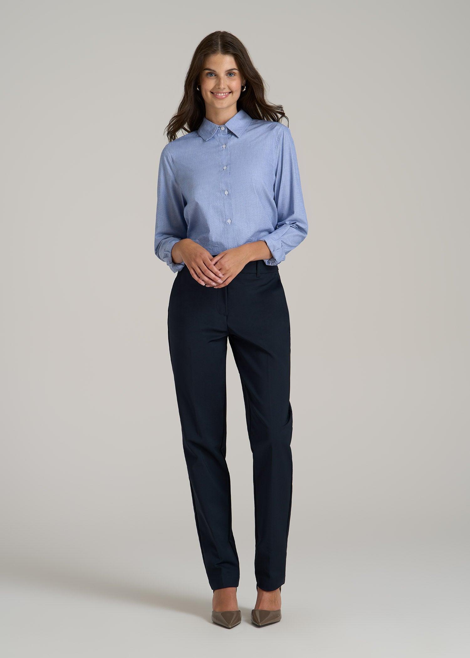 Flat Front Tapered Dress Pants for Tall Women in True Navy Female Product Image