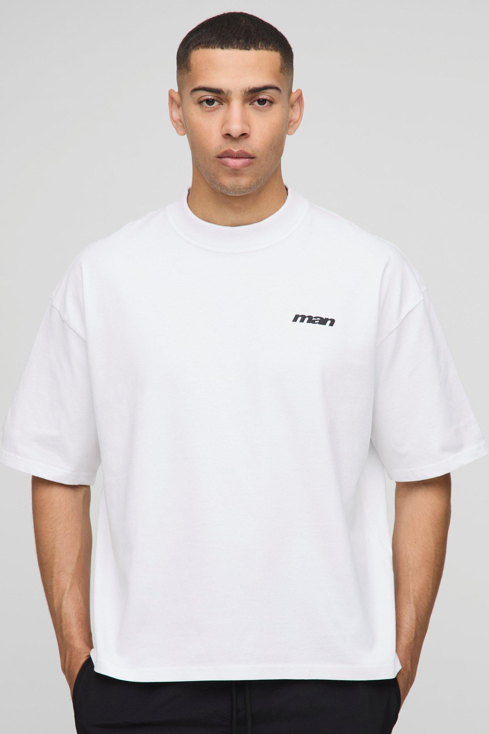 Oversized Boxy Extended Neck Palm Print T-Shirt | boohooMAN USA Product Image